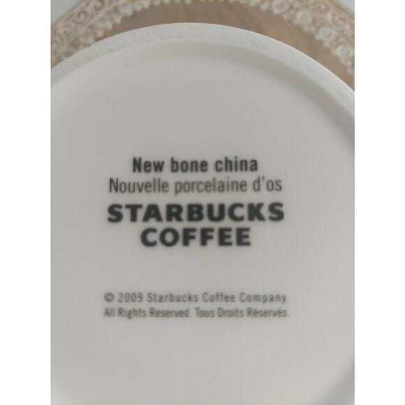 Starbucks 2009 Bone China Coffee Mug 16 oz Cream Brown Lettering - Picture 5 of 5